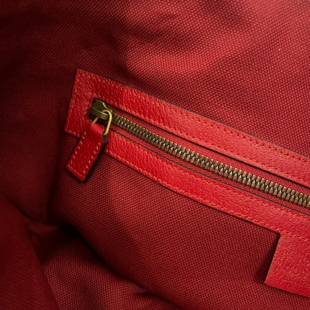 Gucci Logo Stripe Red Tote Bag - Picture 6 of 9